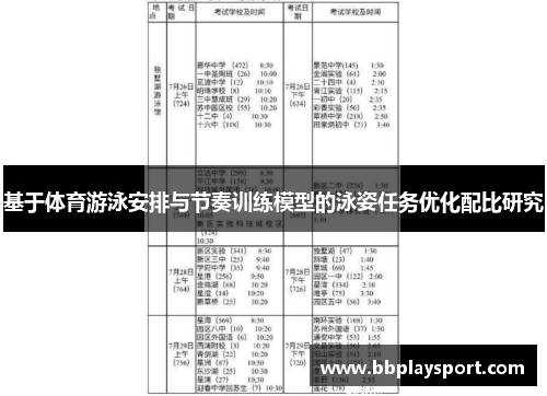 基于体育游泳安排与节奏训练模型的泳姿任务优化配比研究